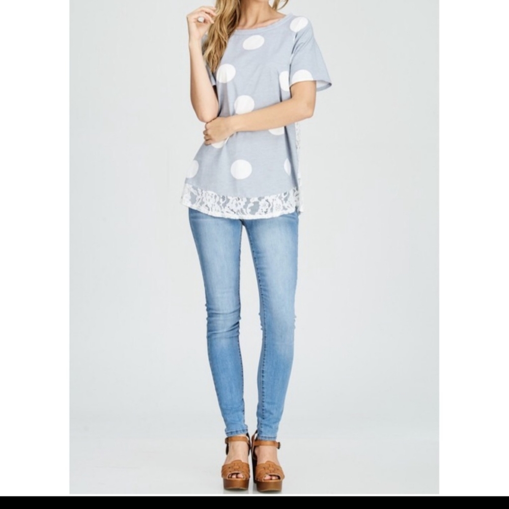 Wonderland Polka Dot and Lace Top - Picture 2 of 8